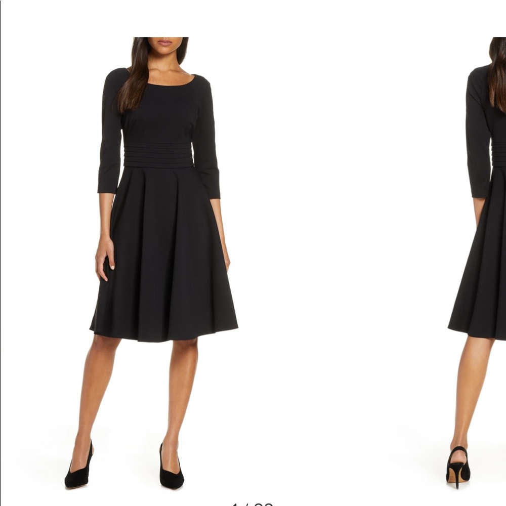 Harper Rose Black Pleated Waist Fit & Flare Dress